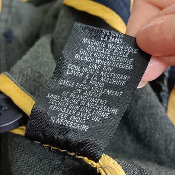 Chambray Long Jacket Unlined Size Small Dark Blue Wash Collared Buttons Closure - Picture 7 of 9